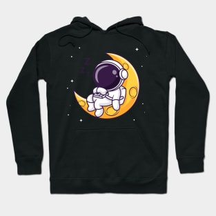 Cute Astronaut Sleeping On Moon Cartoon Hoodie